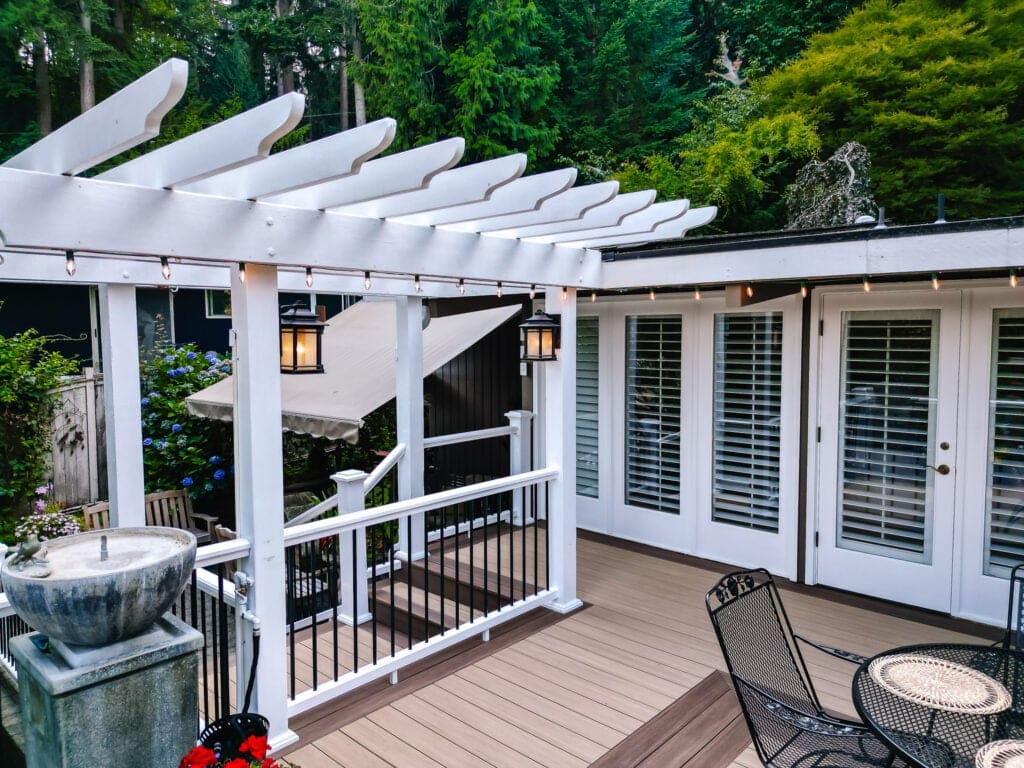 pergola and string lighting for deck