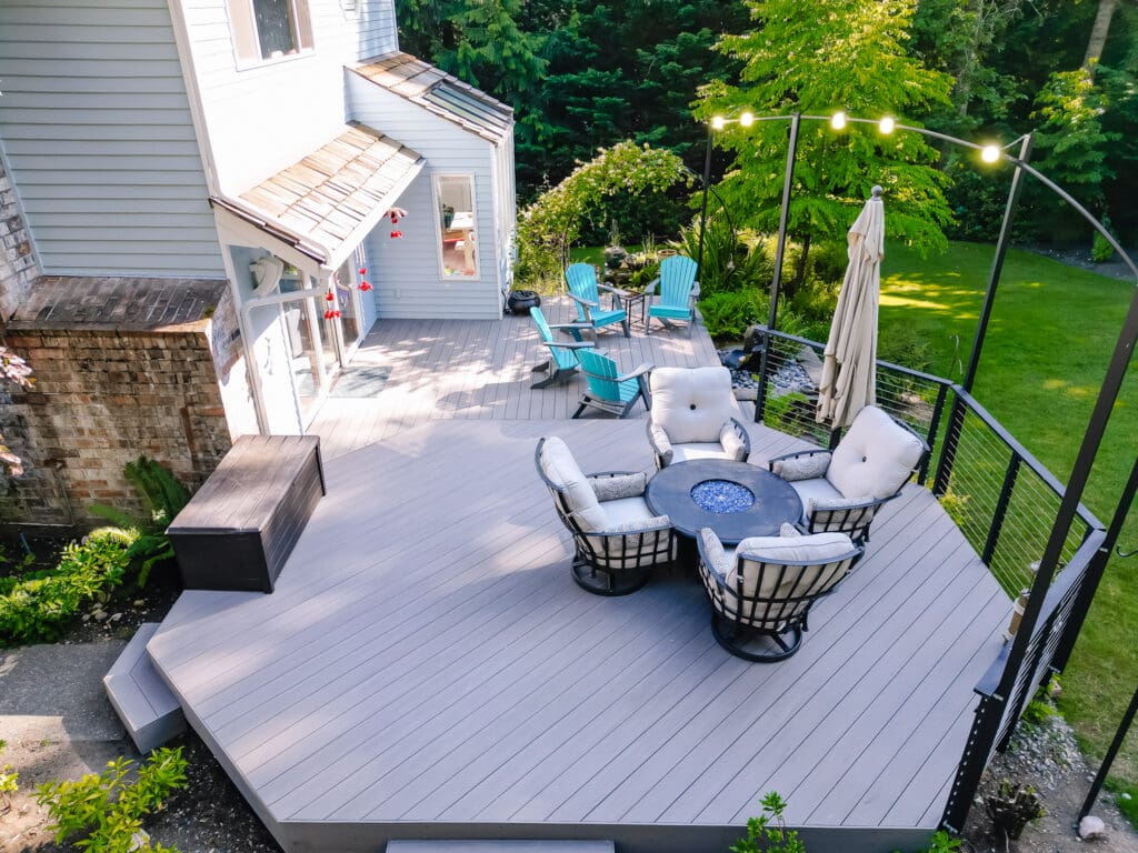 dining area with outdoor lighting