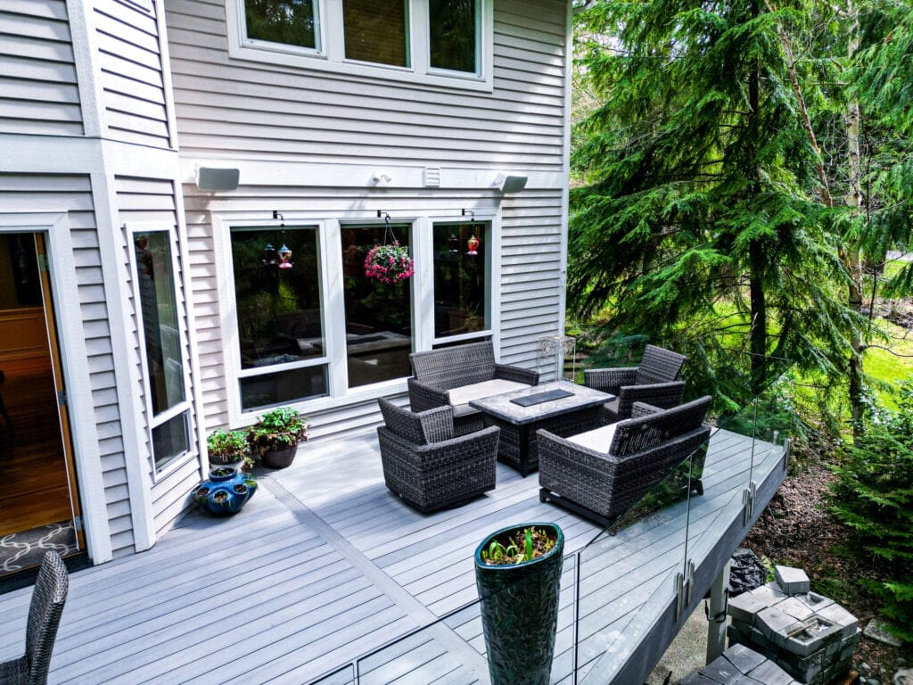 cozy outdoor seating for deck with firepit