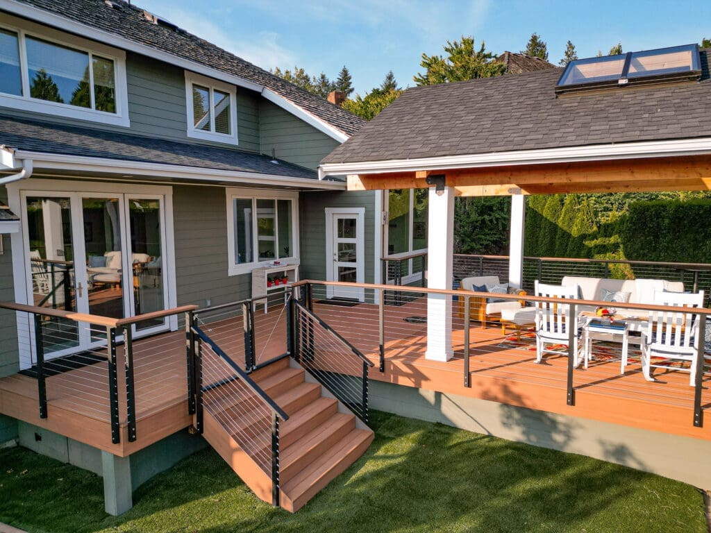 Staircase railing and deck