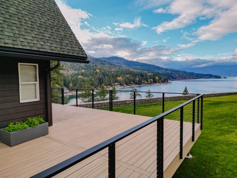Lake view from pvc composite deck and house