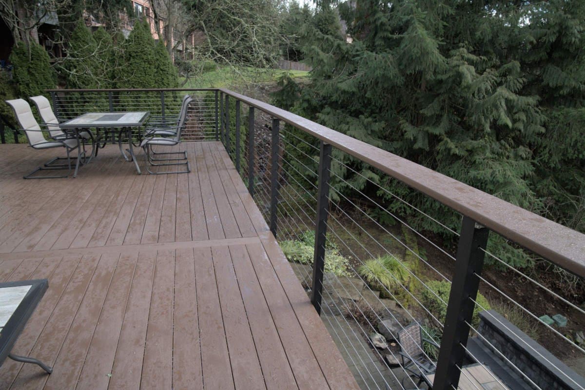 Redmond Washington deck balcony Maisy Railing custom steel cable railing finished