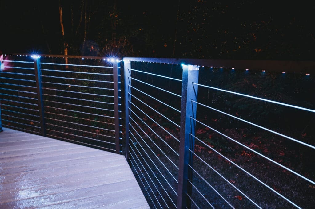 led lighting strip lighting up cable railings