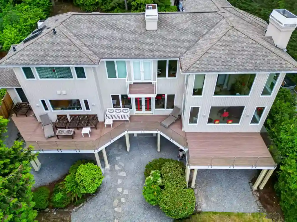 Modern house with large composite deck