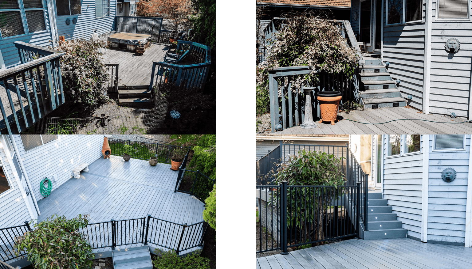 Outdoor deck renovation before and after transformation.