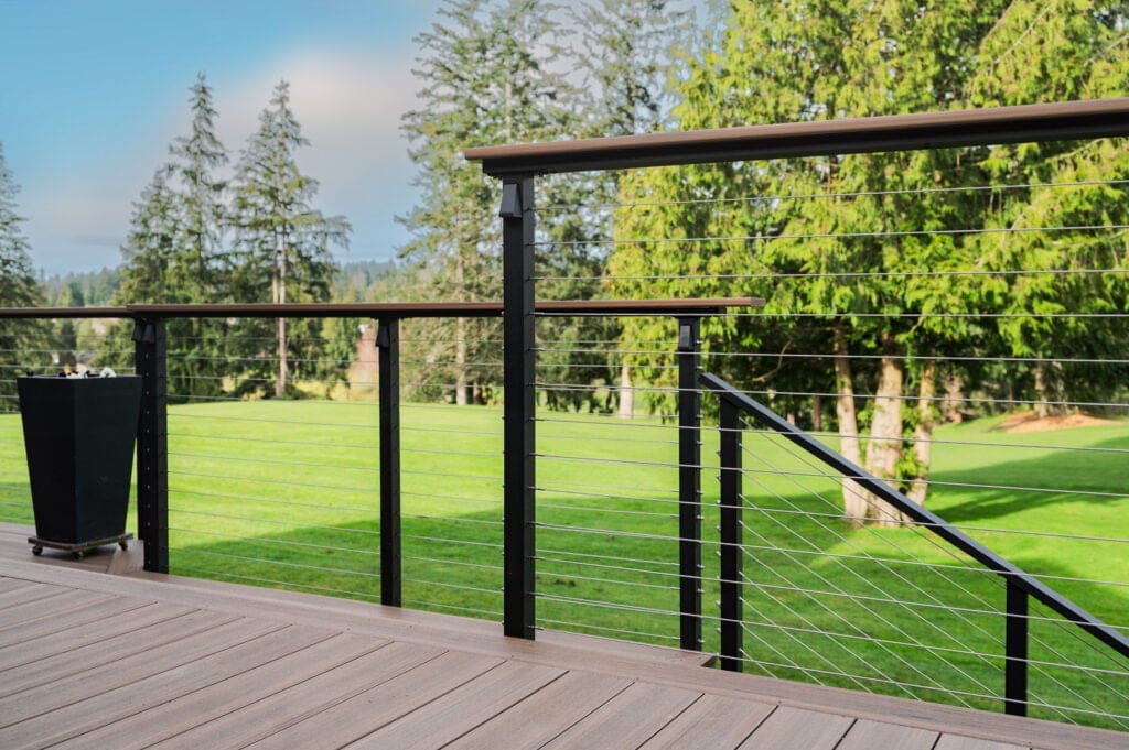 Deck with metal railings