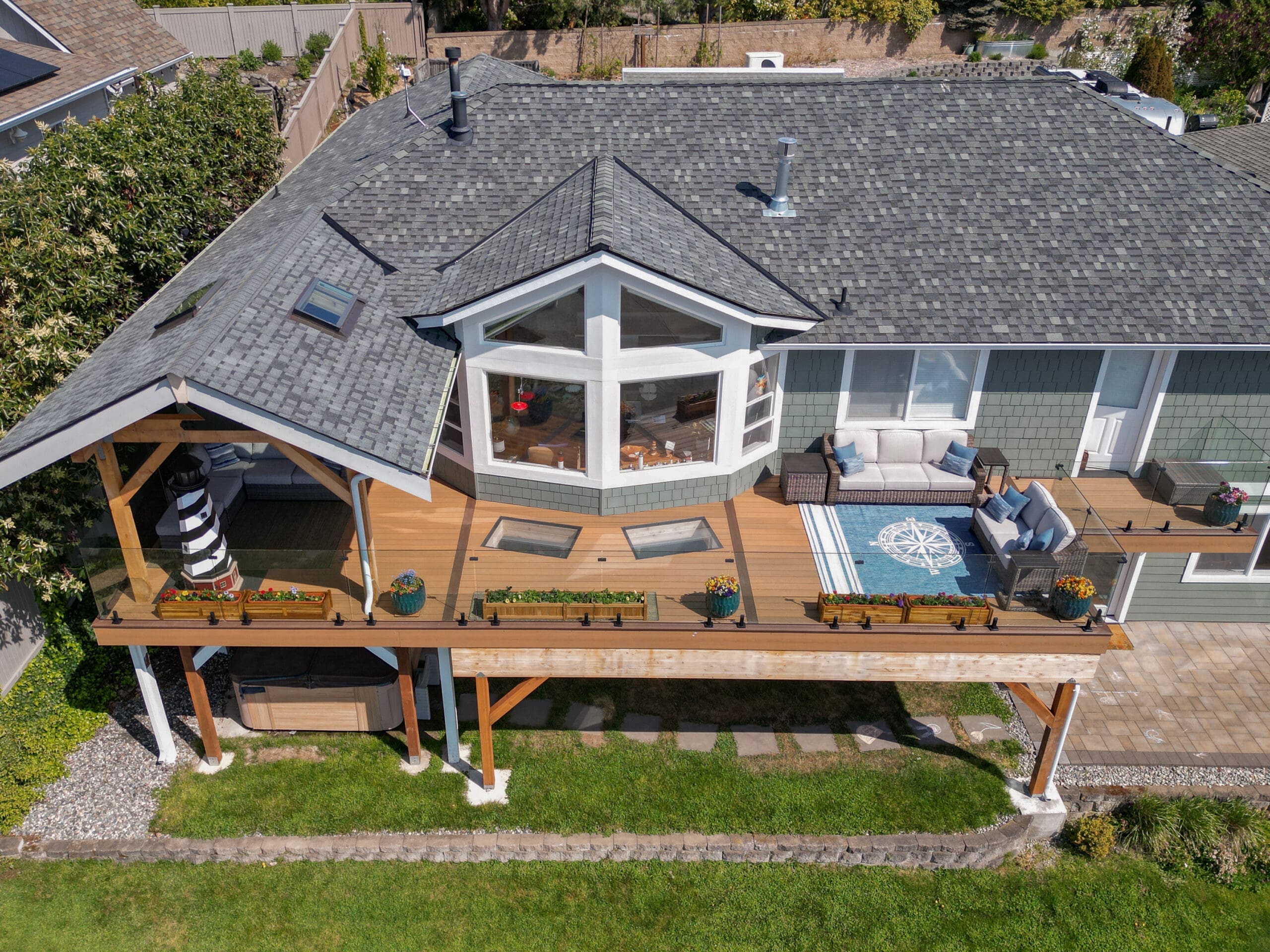 patio cover roof structure on deck