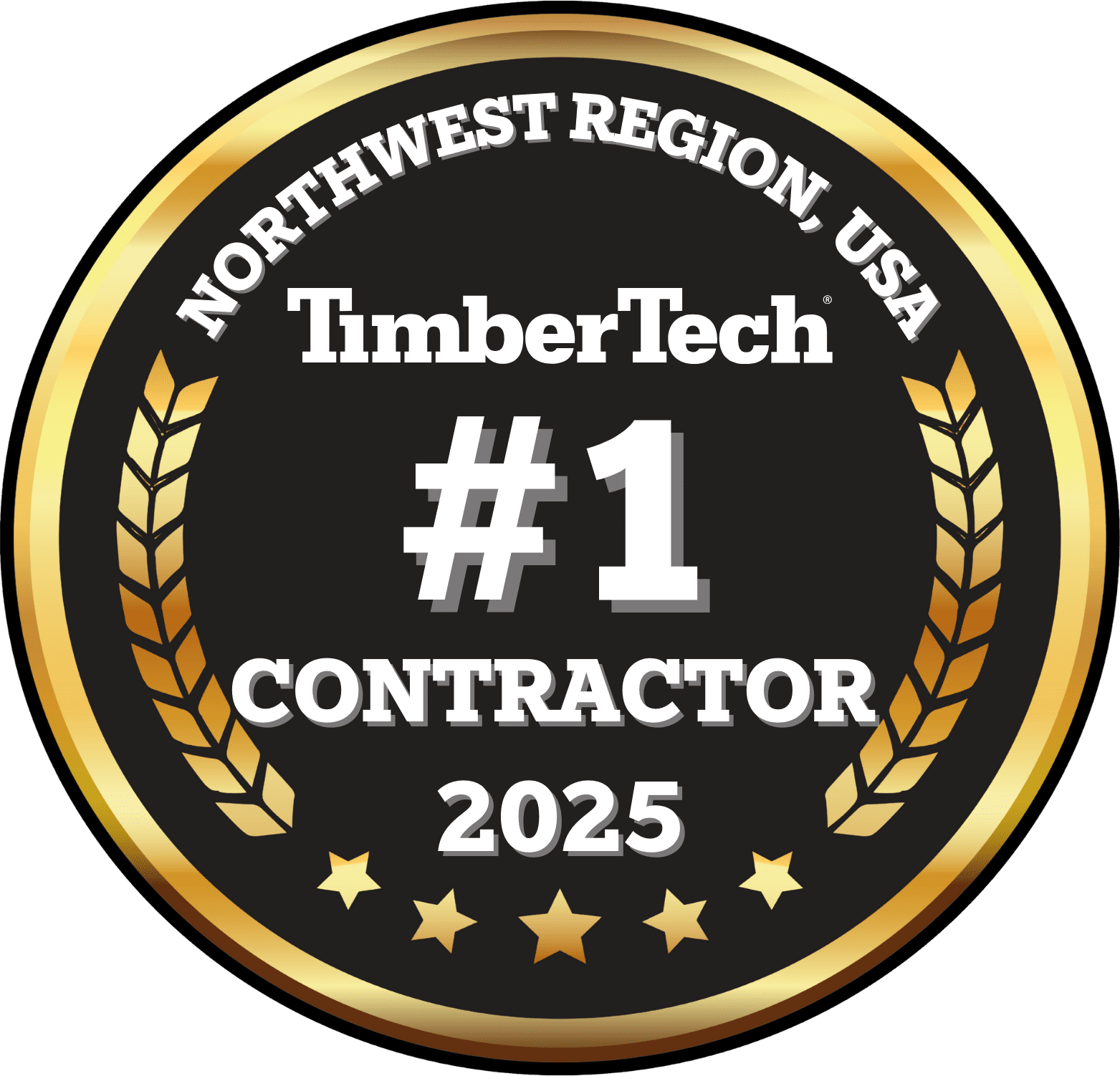 2025 Northwest USA TimberTech top contractor award badge